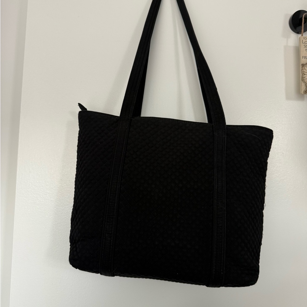 Vera Bradley Original Black Microfiber Quilted Tote Bag - Picture 2 of 7